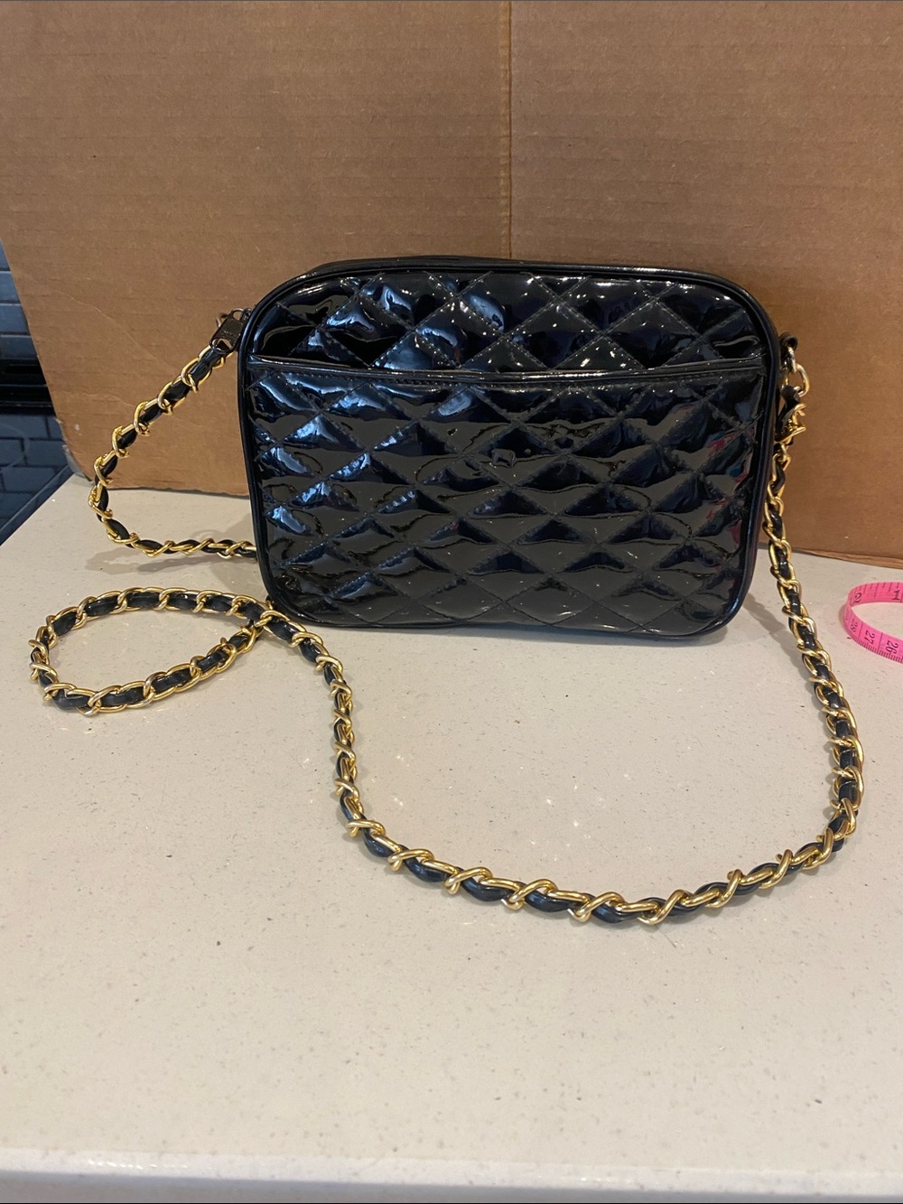 Sleek Black faux glossy bag - Picture 6 of 13